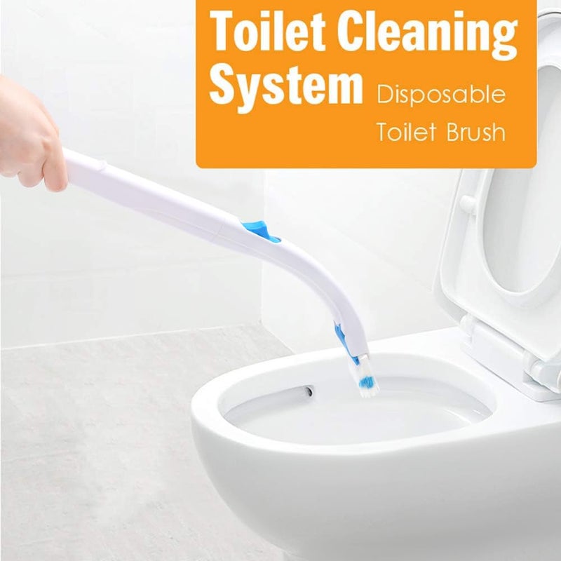Effacera Disposable Toilet Bowl Brush Holder System, Fresh Refills for Bathroom Scrubber, 1 Toilet Brush+1 Holder+1 Cleaning Glove+12 Refills - Image 2